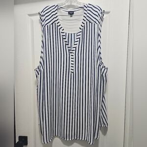 EUC Torrid Harper gauze sleeveless pullover tunic white blue top blouse shirt 6x